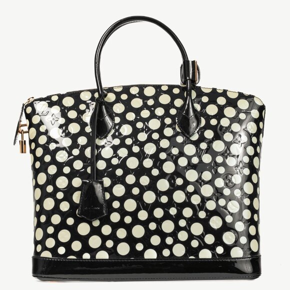 Louis Vuitton x Yayoi Kusama Lockit MM Infini Noir Monogram Vernis Dots Tote - Picture 1 of 14